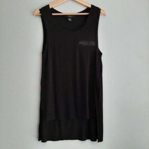 FOREVER 21 Tank top Scoop Neck Hi-Low Hem Black Sz S - Picture 2 of 8